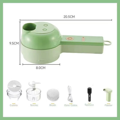 4 in 1 Electric Vegetable Cutter Set Portable Mini Wireless Food Processor Slicer Garlic Chili Meat Garlic Chopper with Brush