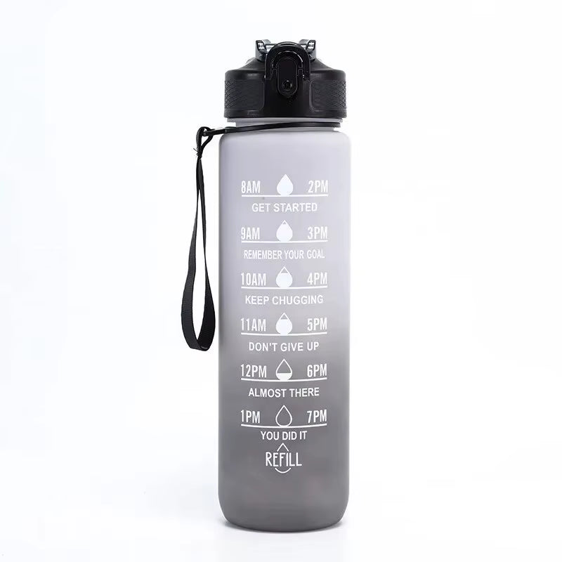 32 Oz Leakproof Water Bottles with Times to Drink and Straw Motivational Drinking Sports Water Bottle for Fitnes Gym Outdoor