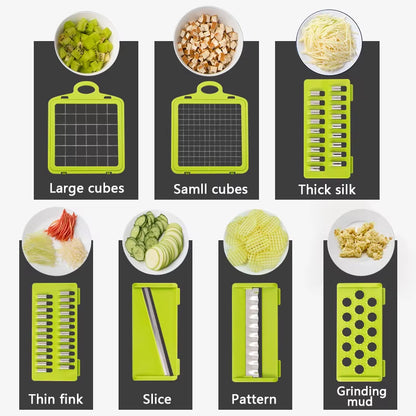 13 in 1 Vegetable Chopper,Pro Onion Chopper,Kitchen Vegetable Slicer Dicer Cutter,Carrot and Garlic Chopper with Container