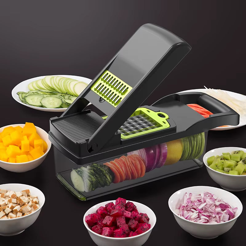 13 in 1 Vegetable Chopper,Pro Onion Chopper,Kitchen Vegetable Slicer Dicer Cutter,Carrot and Garlic Chopper with Container